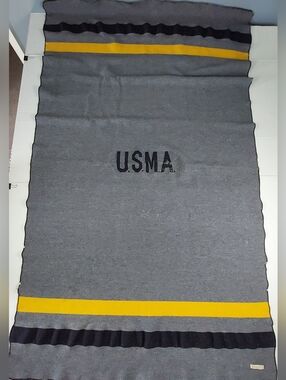 Vintage 1940s Northstar USMA West Point Military Academy Wool Blanket 81x48 Gray